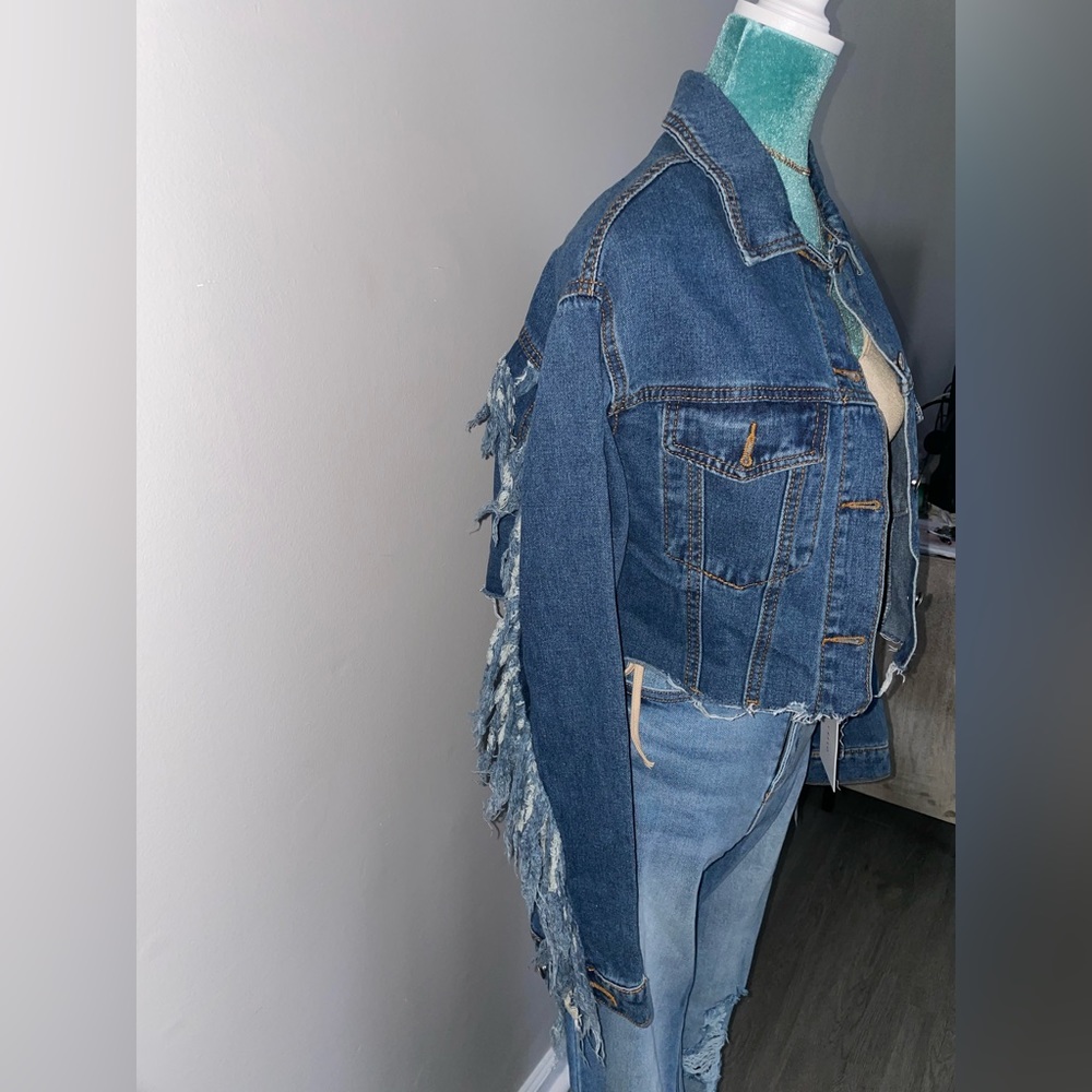 Blue Denim Fringe Jacket - Picture 2 of 10